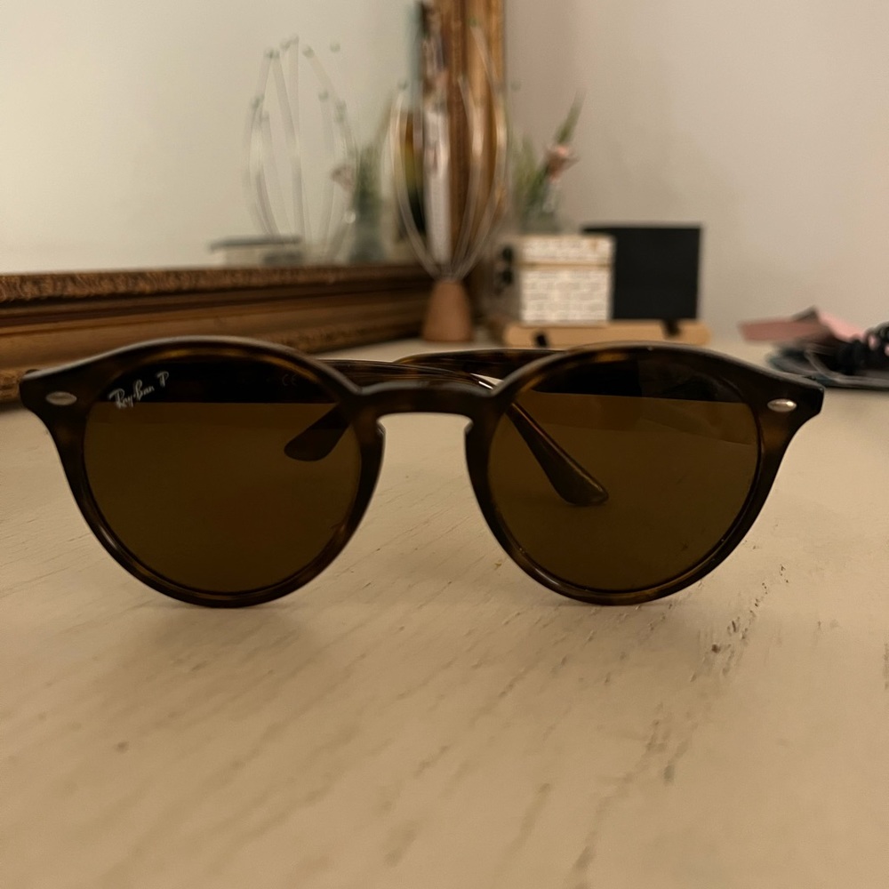 RayBan round polarized brown sunglasses